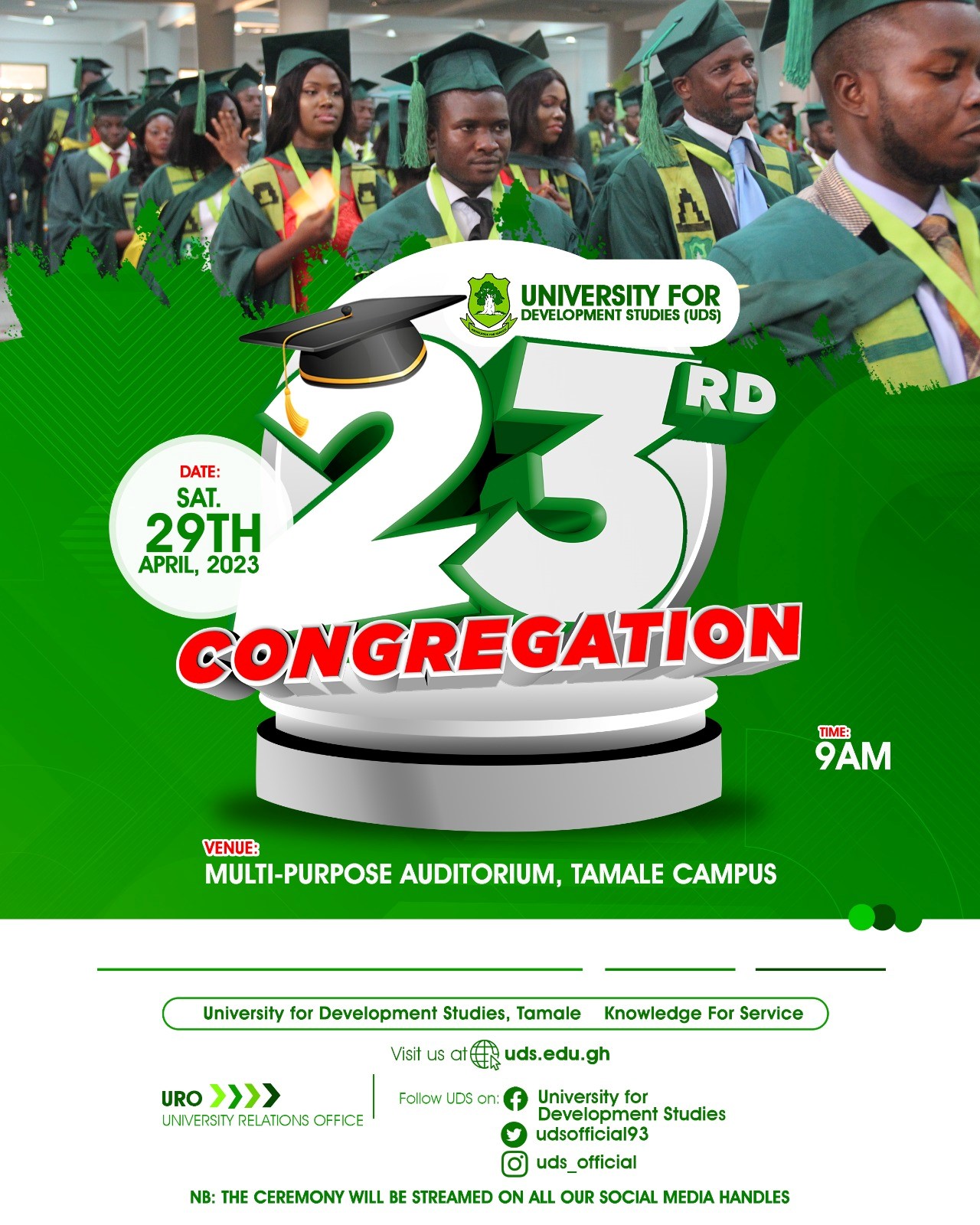 UDS Officially Confirms Saturday, 29th April 2023 As Date For Congregation