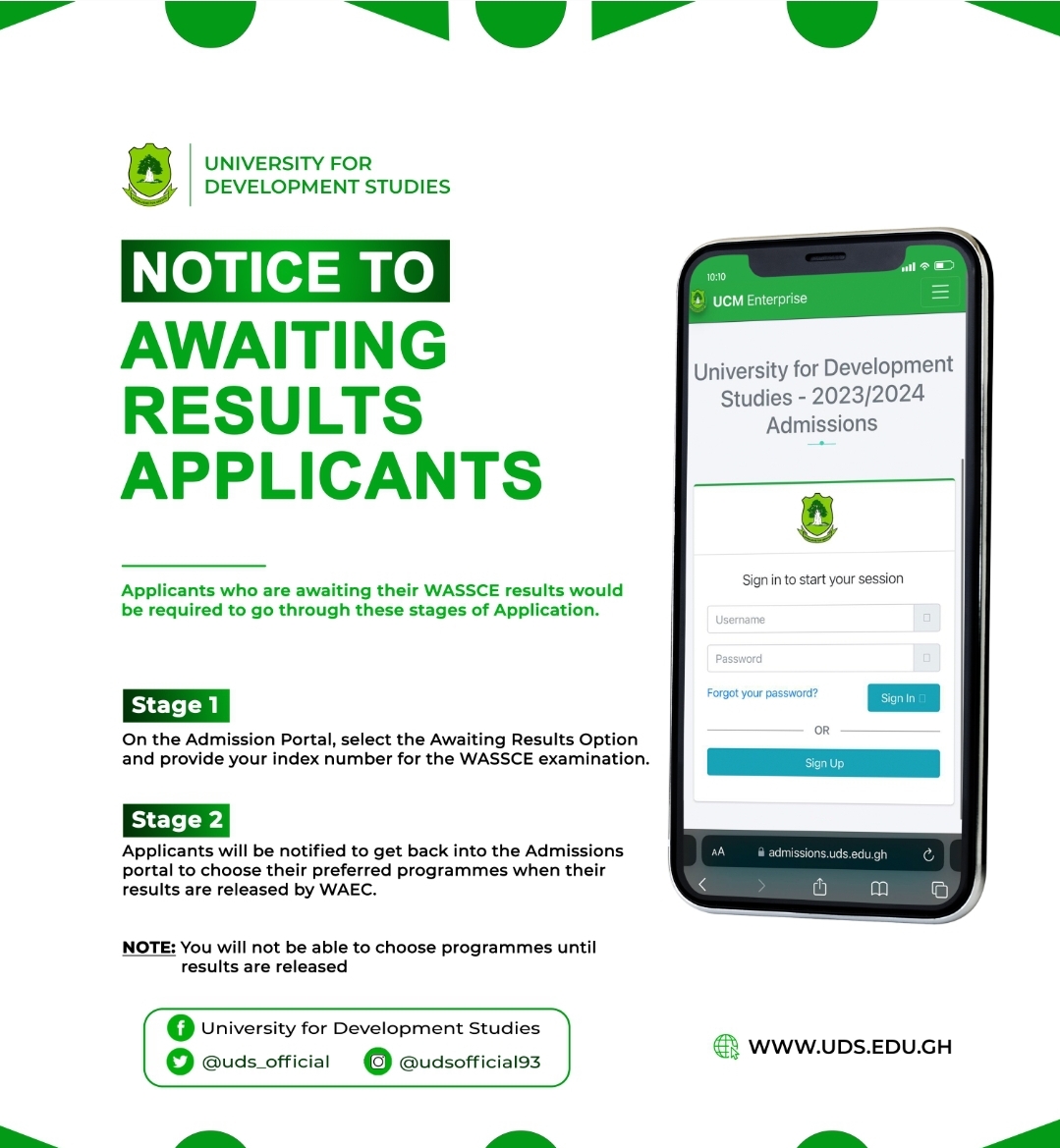 notice-to-awaiting-results-applicants-university-for-development-studies