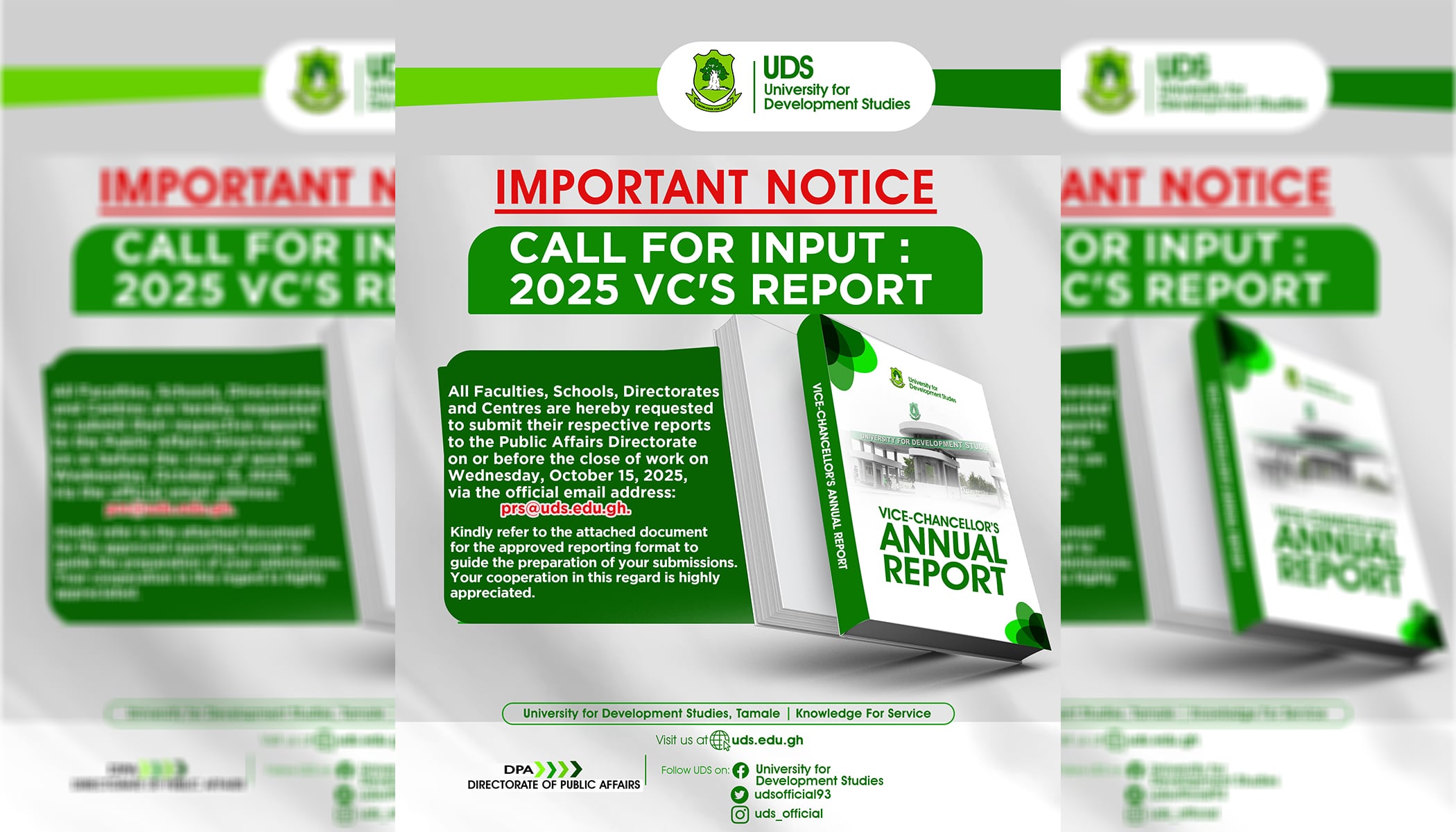 Call for Submission: Inputs for the 2024/2025 Vice-Chancellor’s Annual Report