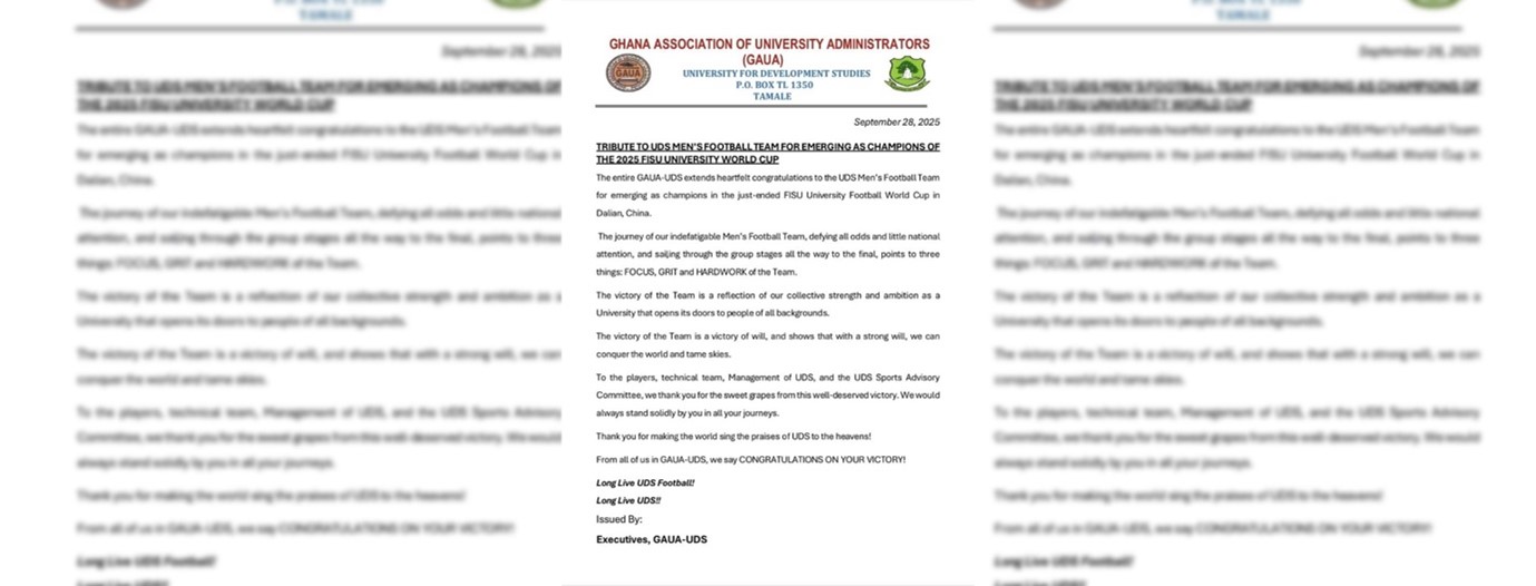 GAUA-UDS Hails Historic Victory of UDS Men’s Football Team at World University Cup