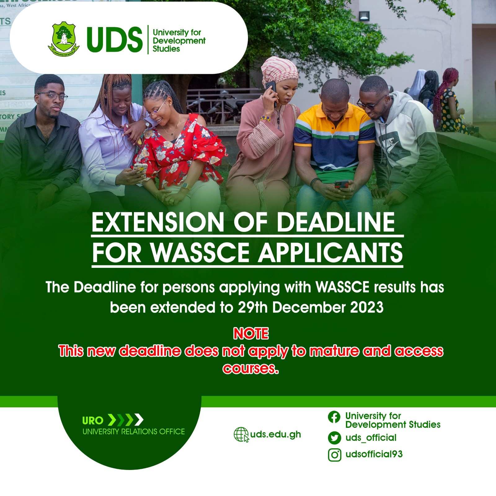 Notice Of Extension Of Deadline For WASSCE Applicants