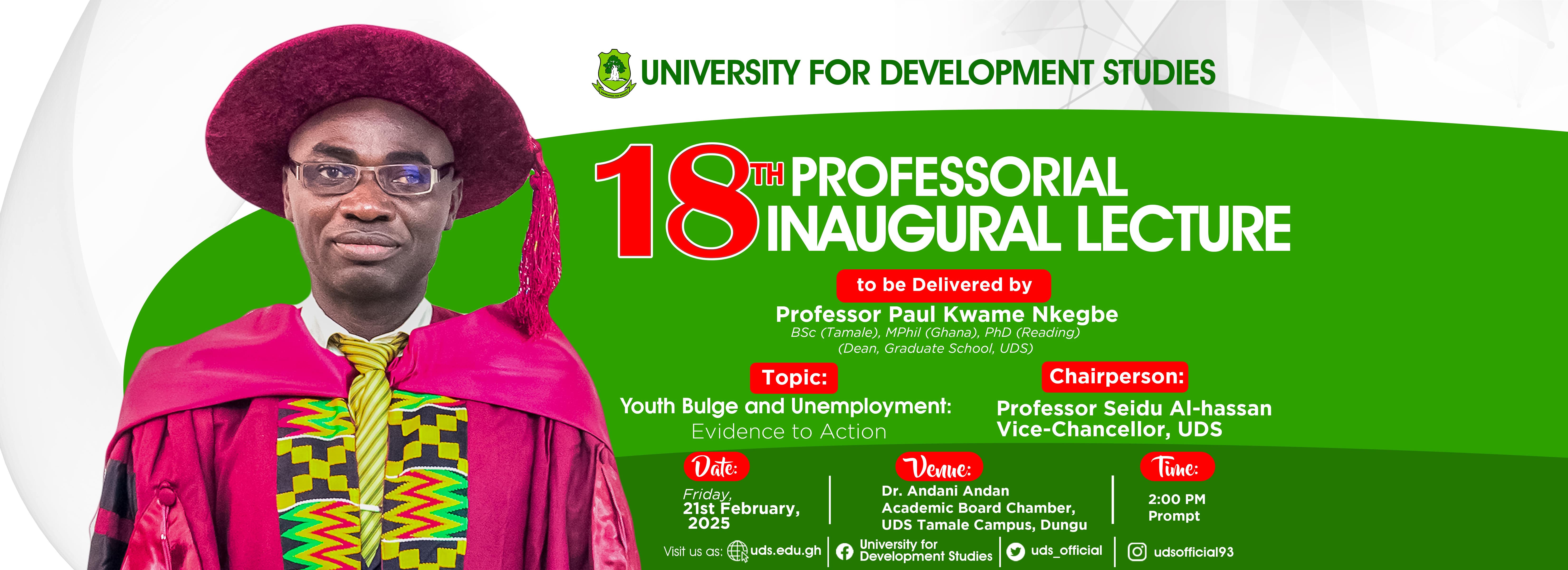 18th Professorial Inaugural Lecture by Prof. Paul Kwame Nkegbe