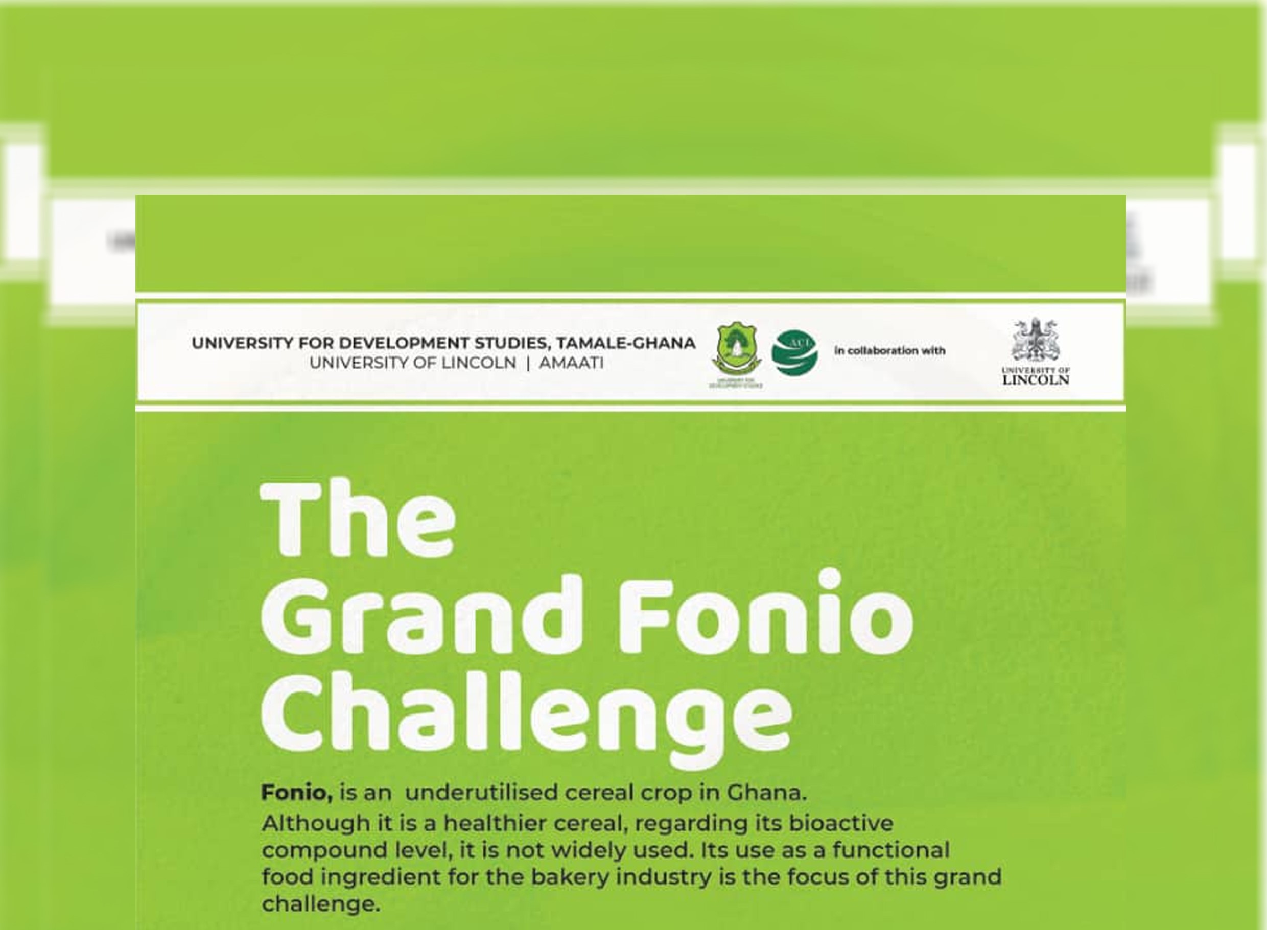 The University for Development Studies and The University of Lincoln Present The Grand Fonio Challenge