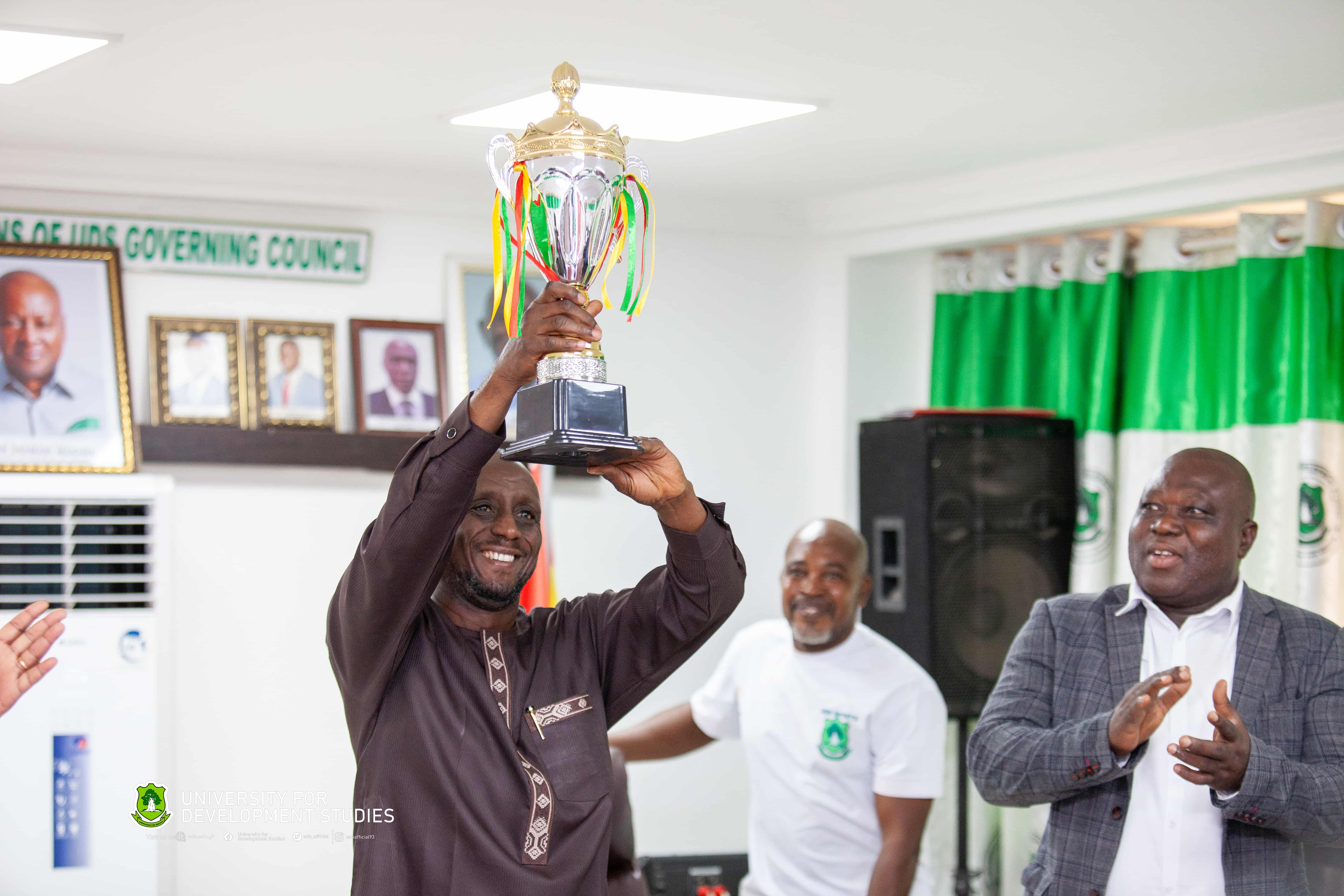 The African University Football Champions Present The Trophy to The Vice-Chancellor