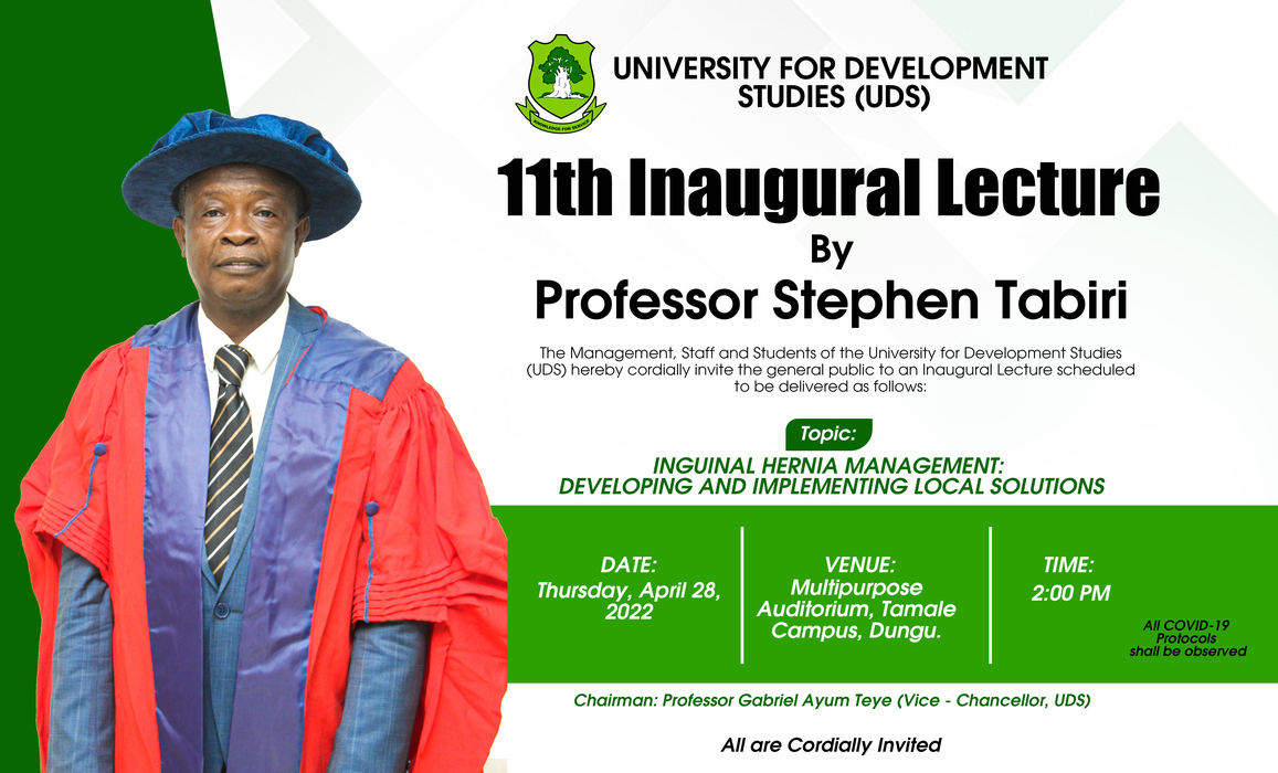 UDS' 11th Inaugural Lecture - Professor Stephen Tabiri Ready to Deliver Today